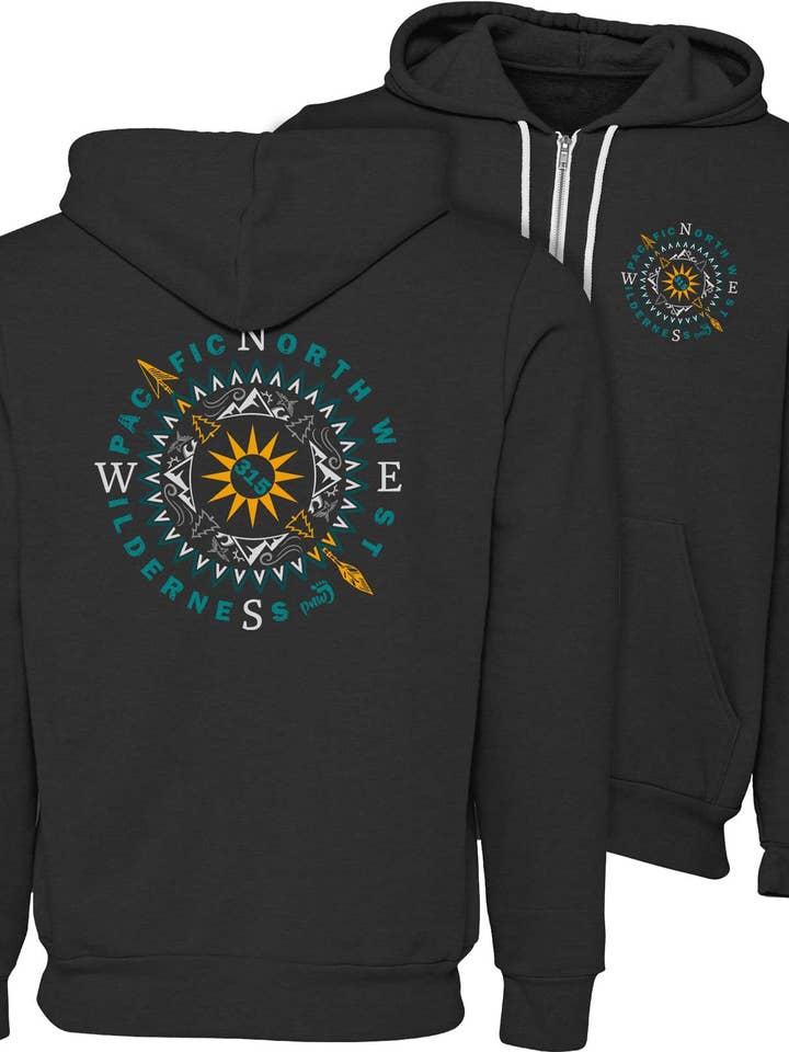 Sun 'n Peaks Compass Zip Hoodie for wholesale by PNW KYNE