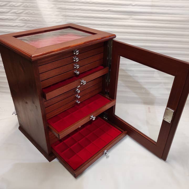 Coins&More - Wholesale Decorative Box - Mahogany wooden coin box - 15 drawers - S2