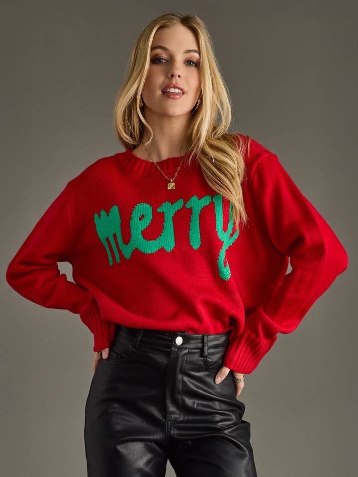 Maglione Allegro Rosso e Verde per la vendita all'ingrosso da parte di Panache Apparel Co.