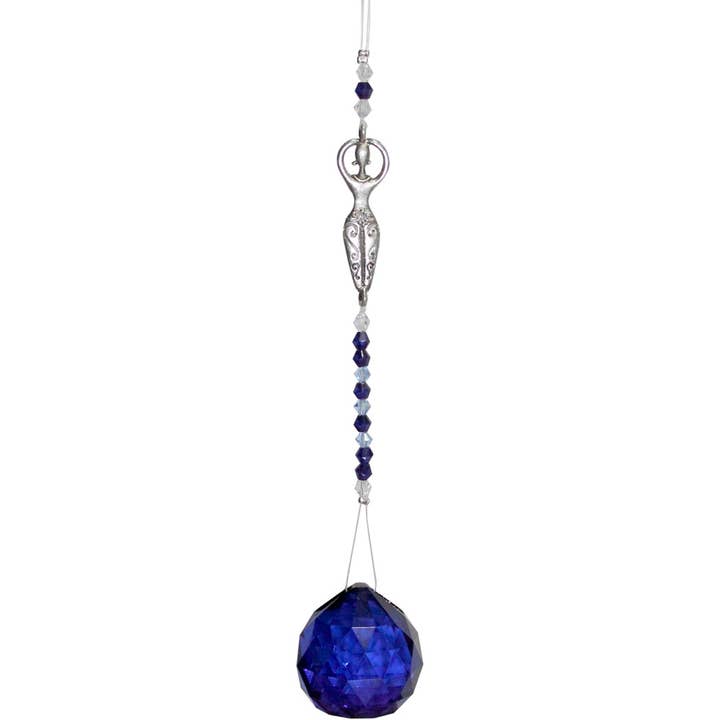 Kheops International - Wholesale Suncatcher - Crystal Cut Glass Bead Goddess Cobalt Blue (Each)