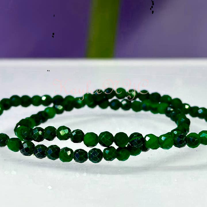 KayleeNYC - Wholesale Beaded Bracelet - Natural Malachite 4mm Faceted 7.5” Crystal Bracelet2