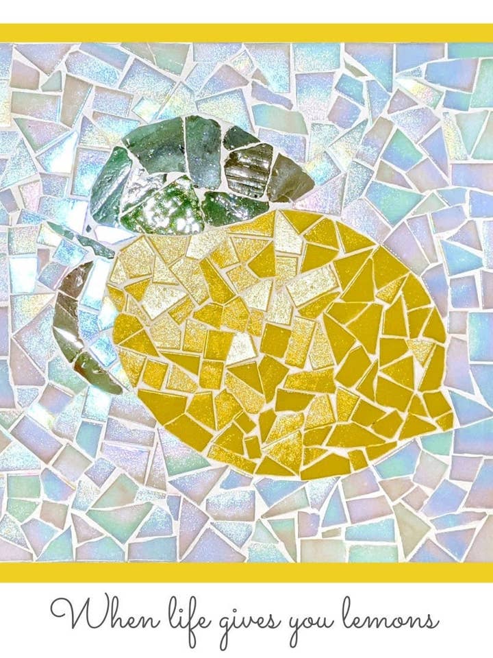 Lemon Kitchen Trivet DIY Mosaic Kit, Craft Box for wholesale by Montet Designs
