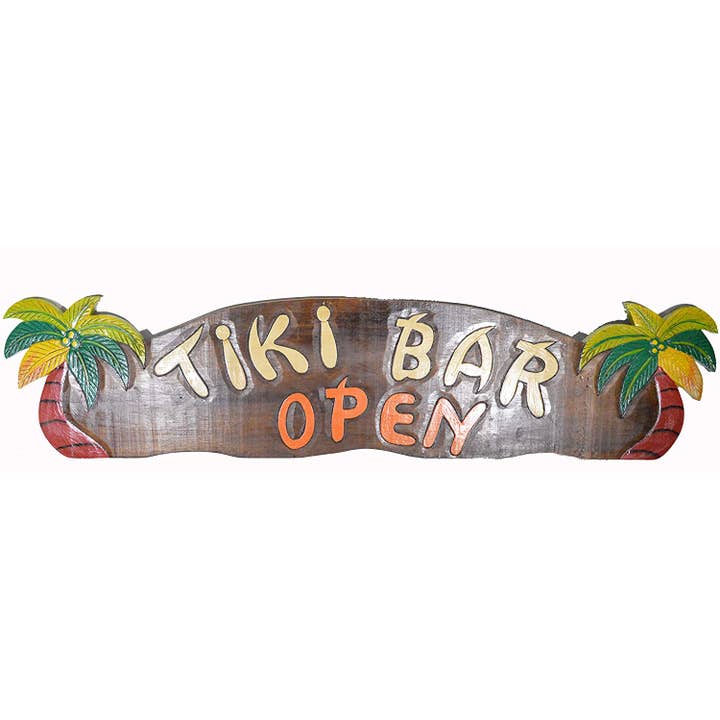White Elephant - Wholesale Sign - Tiki Bar Open 2 Palm Sign