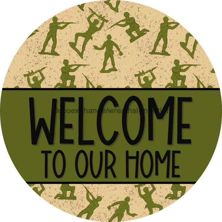 DecoExchange - Wholesale - Wreath Sign, Welcome Wreath Sign, Army Wreath Sign, Veterans Wreath Sign, DECOE-2398, Sign For Wreath, Round Sign, 10" Wood Round