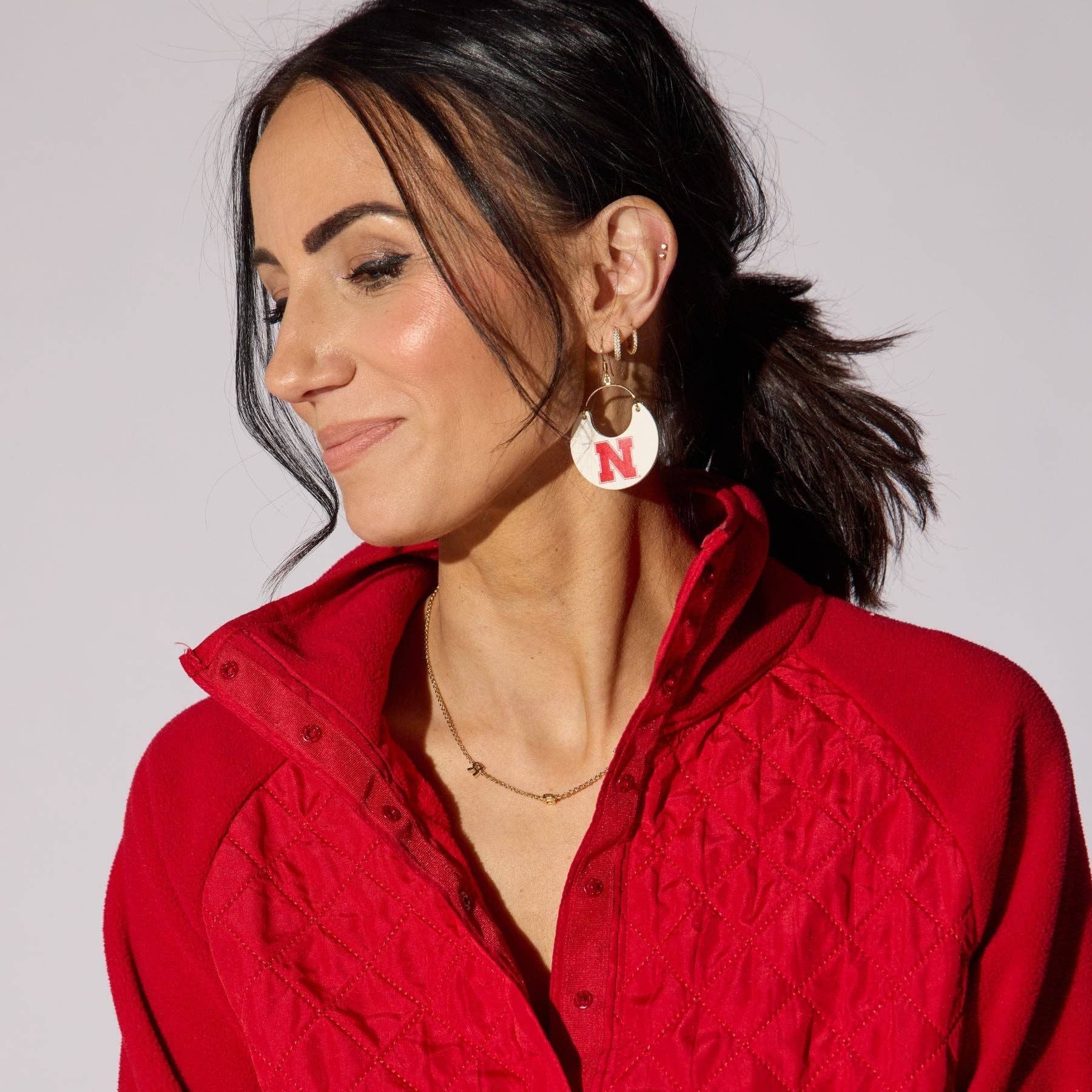 Nickel and Suede - Wholesale Pendant/Charm Necklace - "Go Big Red" Initial Necklace - University of Nebraska4