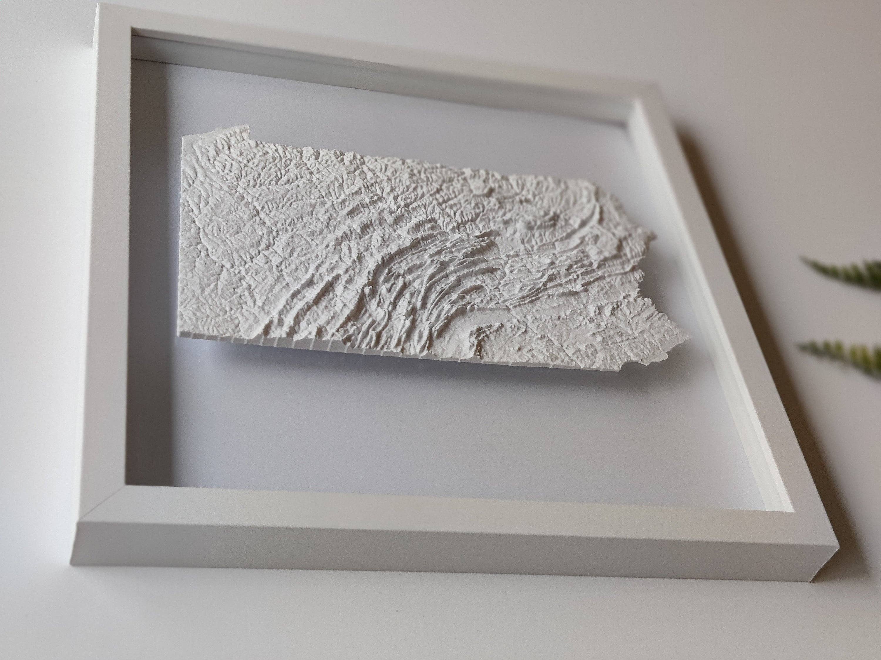 Micropolitan - Vente Décoration murale - Carte topographique 3D de Pennsylvanie | Art mural 3D de la carte de l'État8