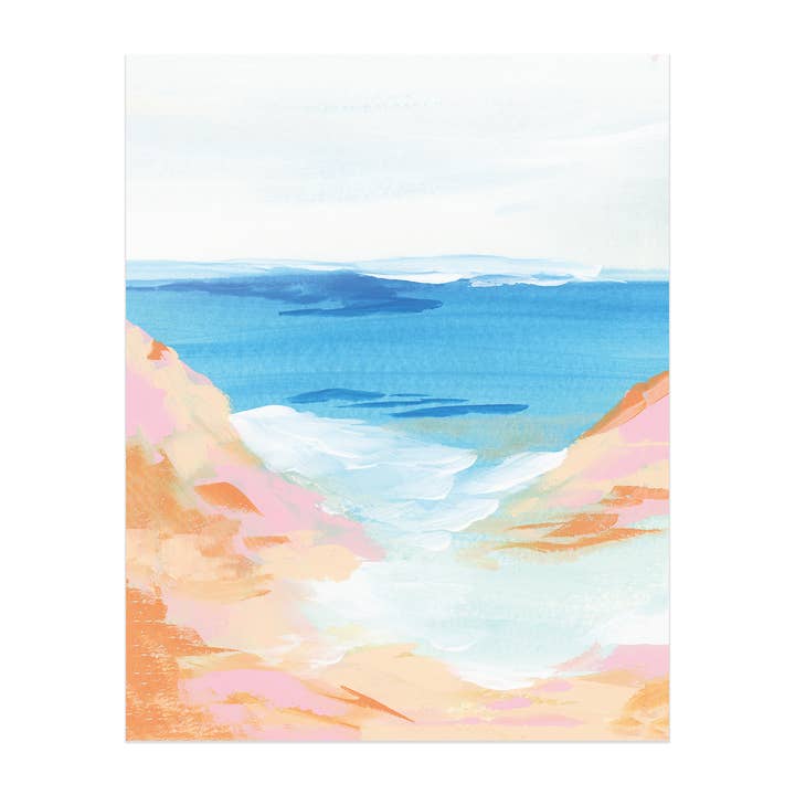 Brynn Coastal Cove Beach Landscape Art Print for wholesale by Evergreen Summer