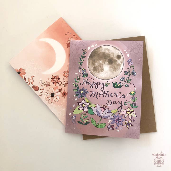 Mother's Day Moon Card - stars mom card flowers mothers day for wholesale by Cynla