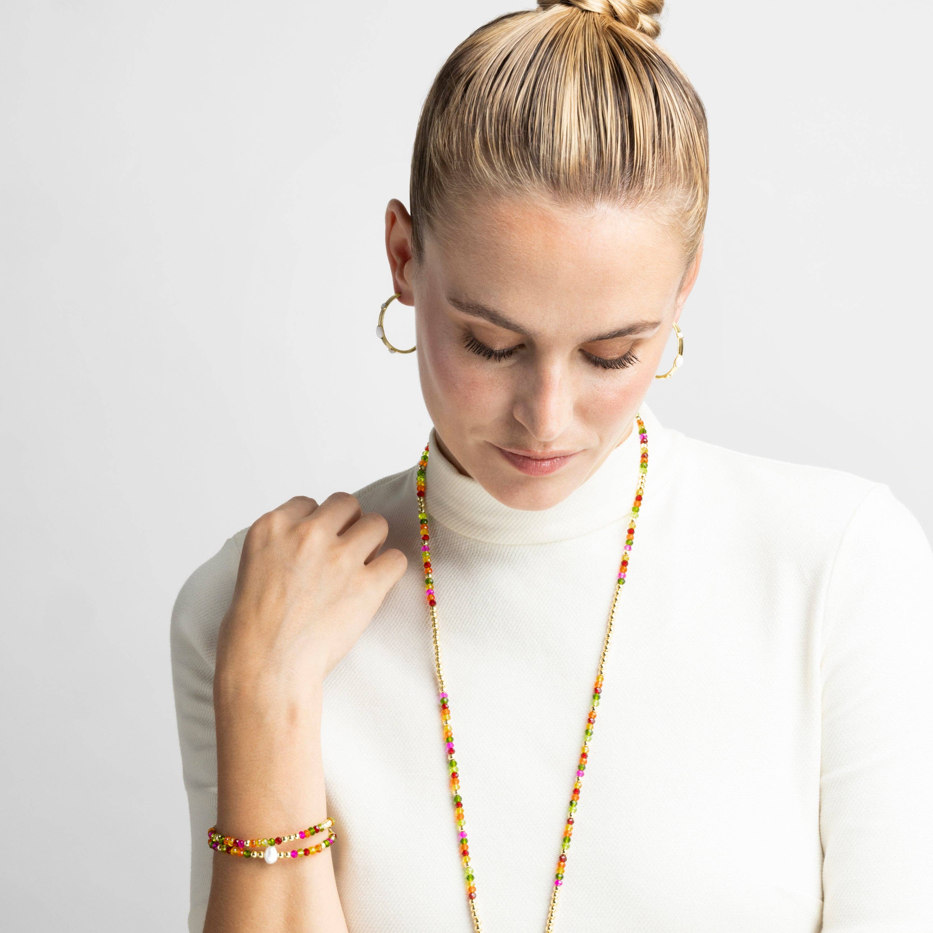 Luxenter - Wholesale Beaded Bracelet - Pulsera con Cristal Rosa acabado oro 18k - Miota2