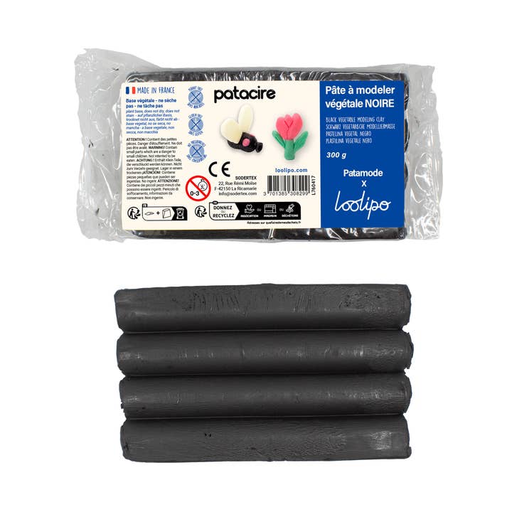 PÂTE À MODELER VÉGÉTALE NON SÉCHANTE - 300 G - NOIR pour la vente par LOOLIPO