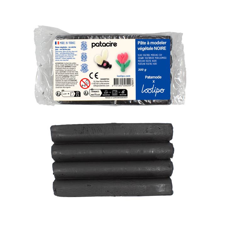 LOOLIPO - Venta al por mayor Masilla/limo - Niños - ARCILLA PARA MODELAR VEGETALES NO SECANTE - 300 G - NEGRA