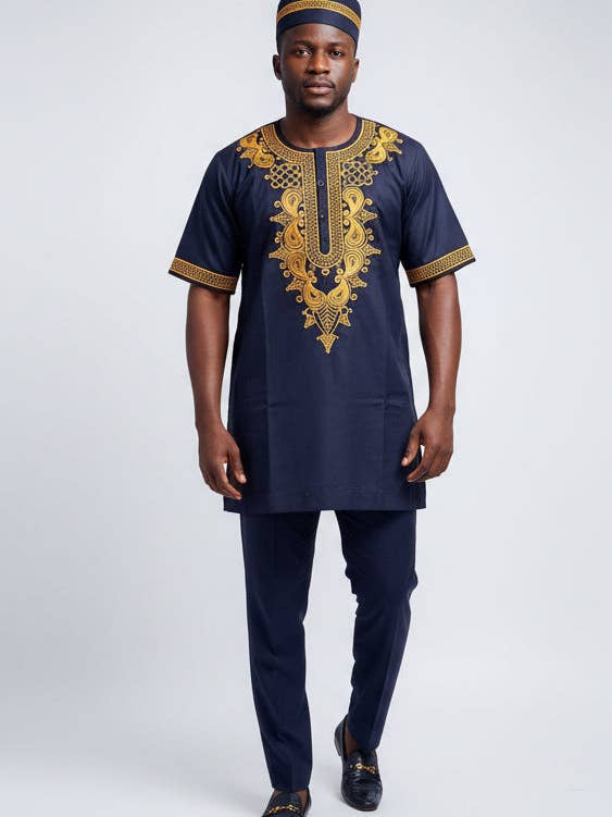 3-teiliges Stickset für Herren, Schwarz 2 für den Großhandel von India Batik