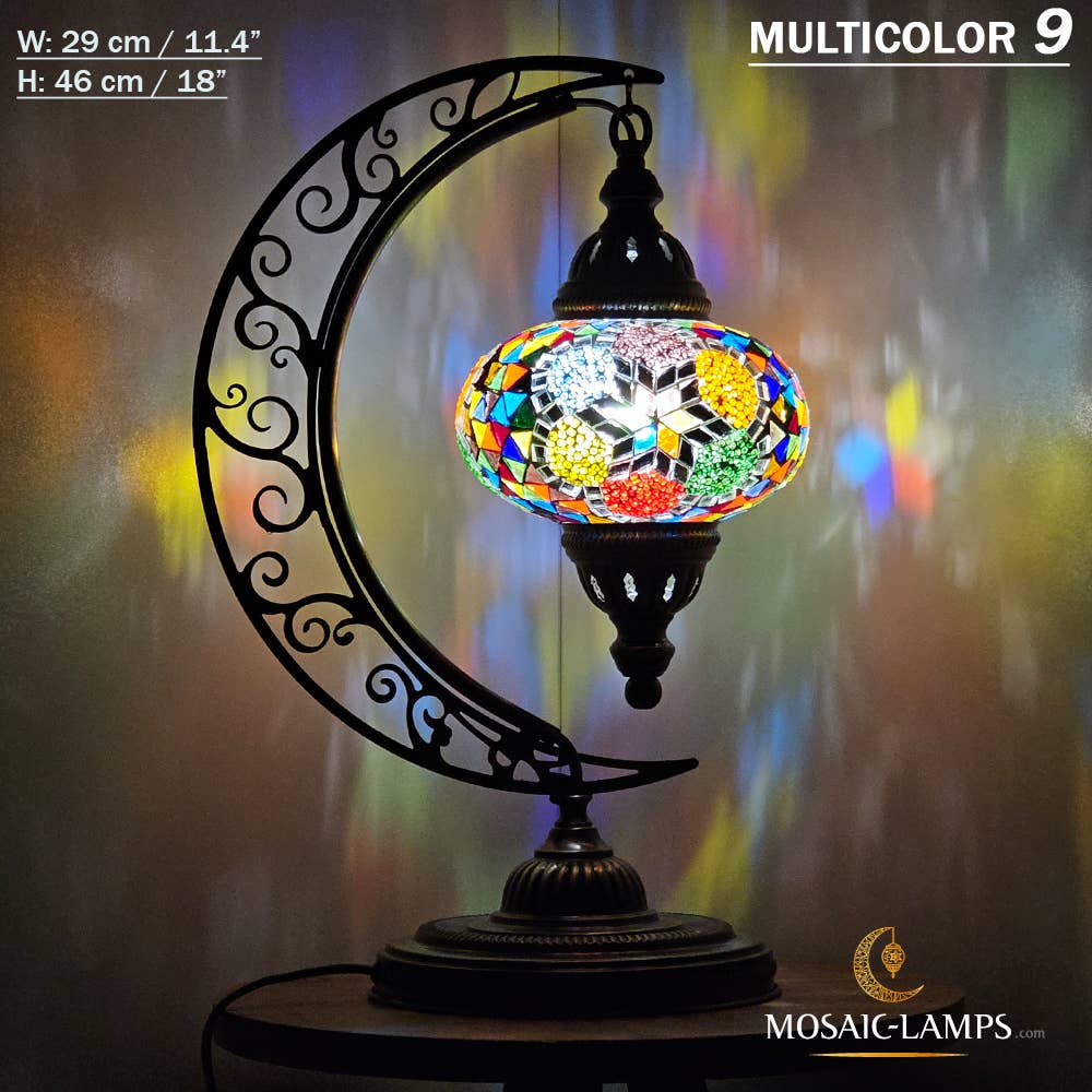 Mosaic Lamps - Wholesale Accent/Desk Lamp - 10+ Colors - Moroccan Moon Table Lamp, Arc, Murano Crescent41