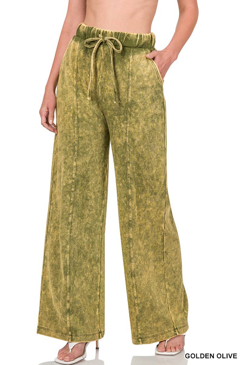 Baie Bleue - Wholesale Pants - Women's - P1756ZN - COOL ACID WASH WIDE LEG PANTS4