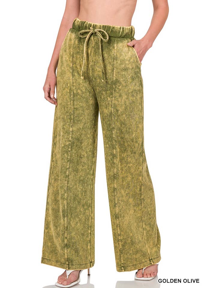 Baie Bleue - Wholesale Pants - Women's - P1756ZN - COOL ACID WASH WIDE LEG PANTS4