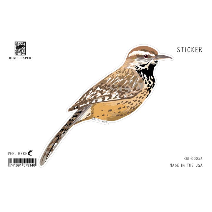 Rigel Paper - Wholesale Sticker - RBI-56 Cactus Wren Bird Sticker