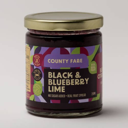 Tartinade de fruits mûre et myrtille au citron vert County Fare (sans sucre) pour la vente par County Fare