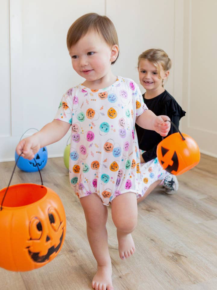 Jack-o-Lantern Bubble Bubble Romper for engroshandel hos Sweet Bay Clothing