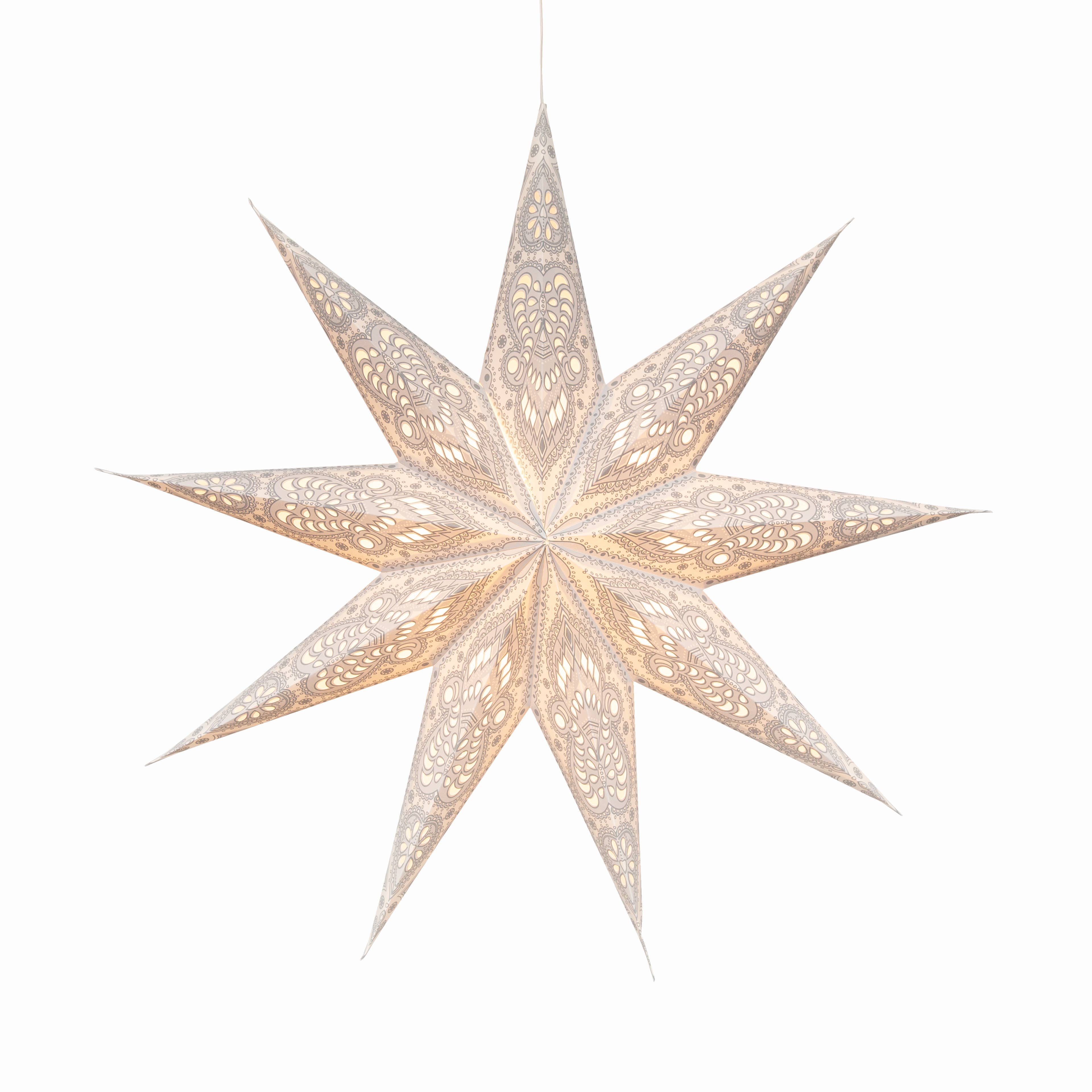 Artschatz LLC – wholesale Papperslykta/-lampa – Phoenix ~ 9-punkters 25-tums vit/grå pappersstjärna med belysning6