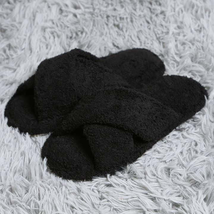 Fashion City - Vendita all'ingrosso Pantofole - Donna - Pantofole da casa morbide di lusso Criss Cross Solid