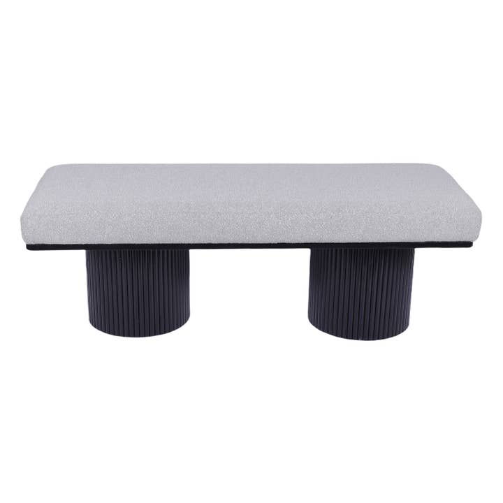 Light Grey Contemporary Upholstered Bench with Black Chunky Legs for wholesale on Faire5