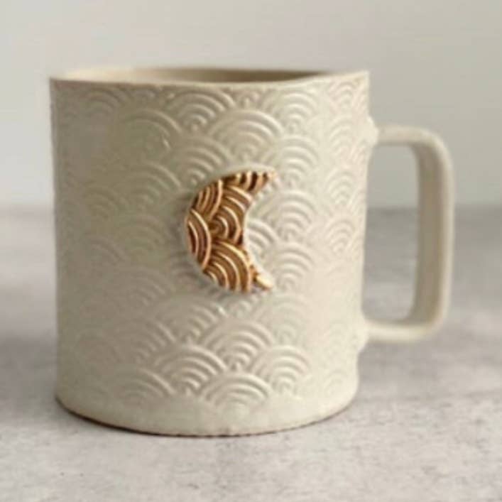 Handgemaakte Deco maanmok 12oz, met 24k gouden glans. voor wholesale door Design by Pouneh