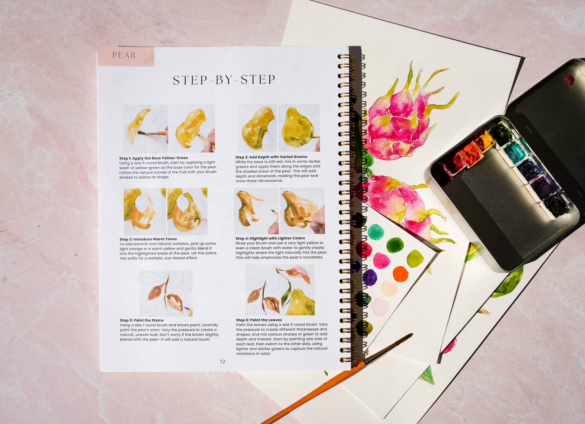 Jean Choe Art & Design - Wholesale Sketchbook/Sketchpad - Fruit Watercolor Workbook: Outlined Coloring Pages to Paint3