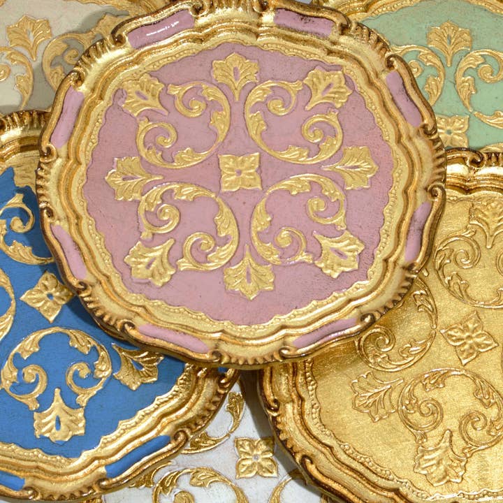 Via Graceffo - Wholesale Decorative Tray - Florentine Carved Gilded Wood Circle Tray, Made in Italy8