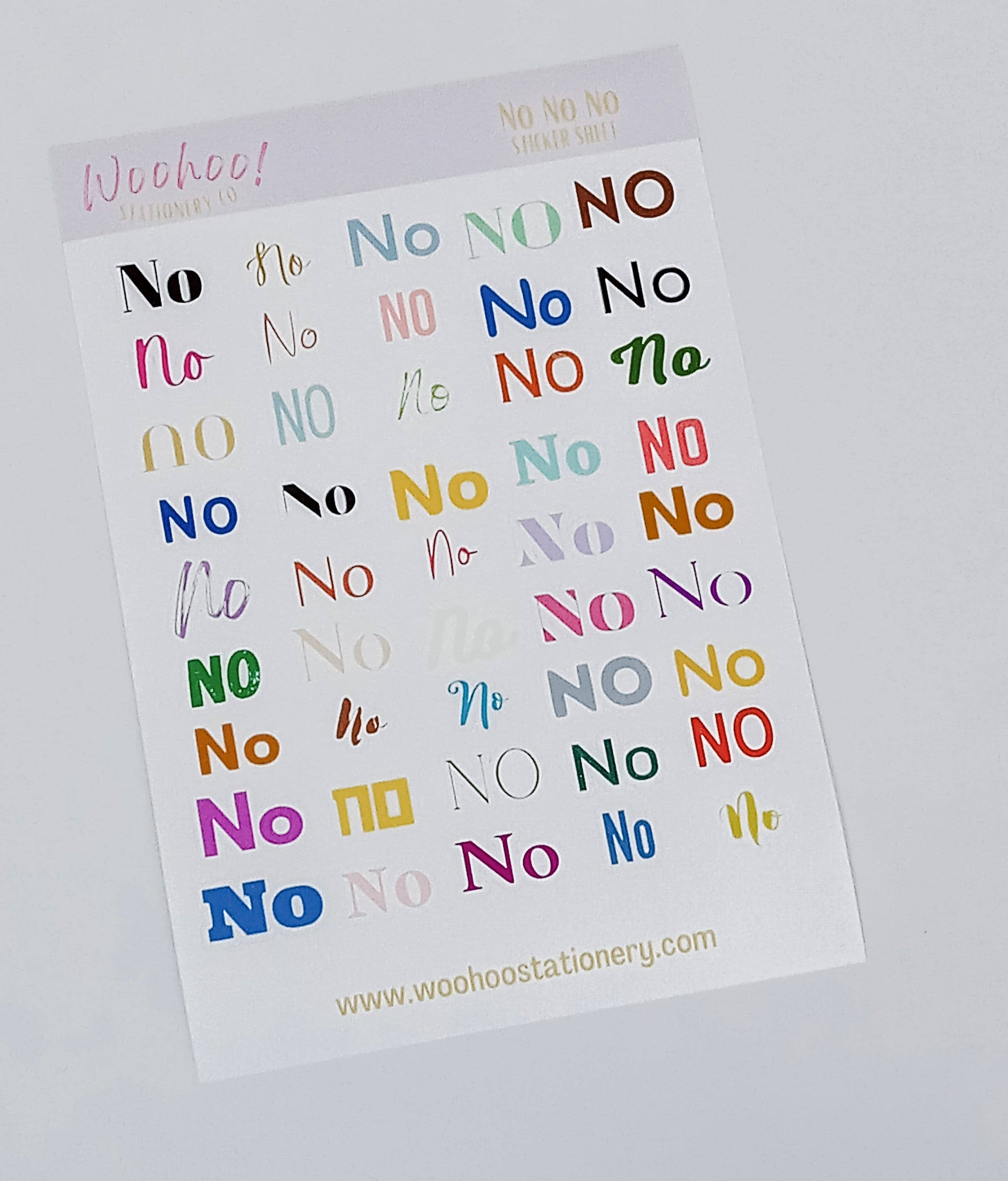 Woohoo! Stationery - Wholesale Sticker - Just Say 'NO' Sticker Sheet3