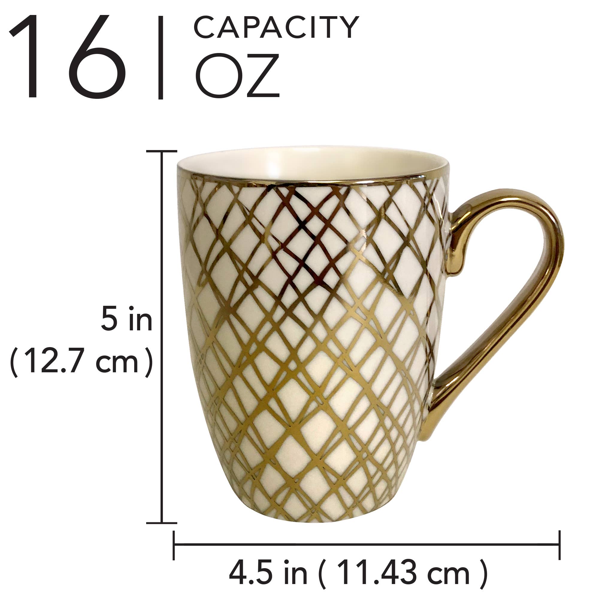 Certified International - Vente Tasse à café - Lot de 6 mugs effilés plaqués or Matrix13