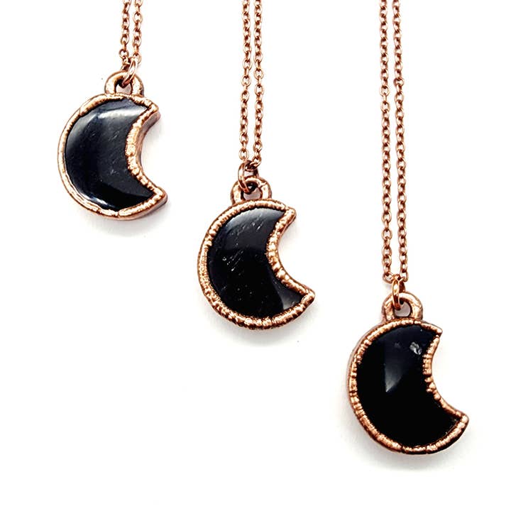 "Pearl of Divine Fire" Indonesian Tektite Moon Necklace for wholesale by MergingMetals