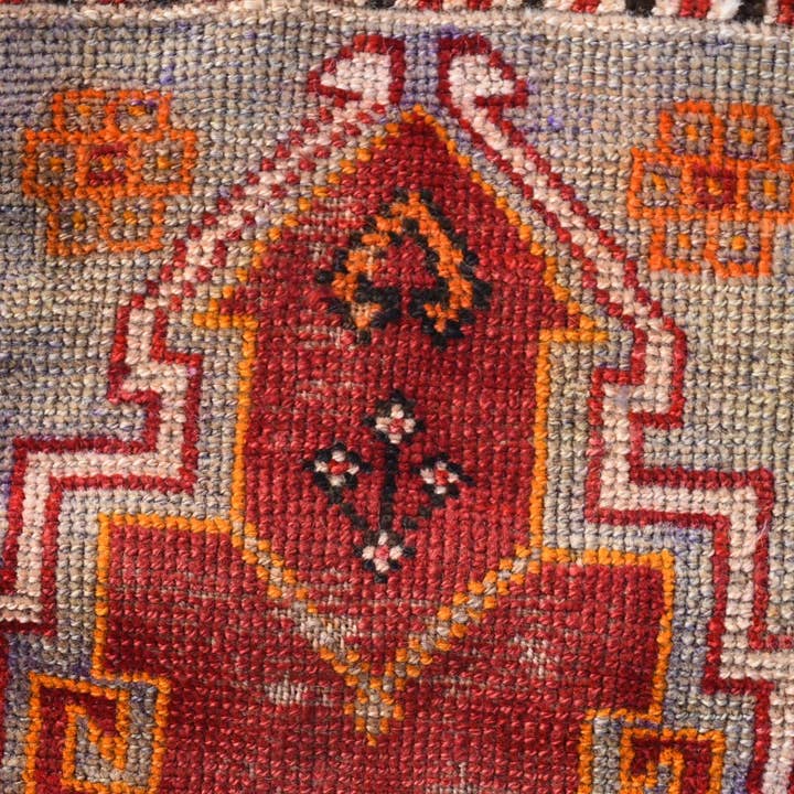 Vintage Rugs Loom - Wholesale Bath Mat - Handmade Red Kilim Patchwork Rug, 1.3x3.1 Ft Area Rug5