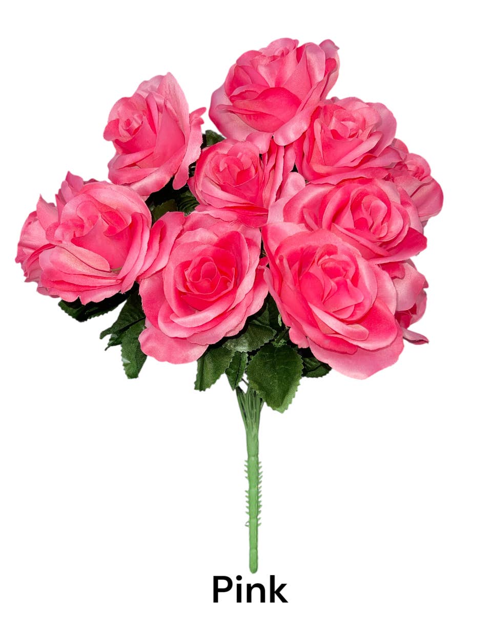 Thompson Wholesale - Wholesale Artificial Flowers - Color Fast Lillian Open Rose Bush (30 PK)25