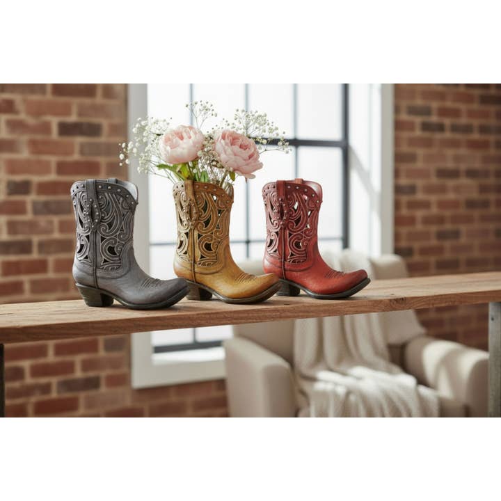 BOOT HOLLOWED SCROLLS 3 ASST / 3PCS SET for wholesale by De Leon Collections