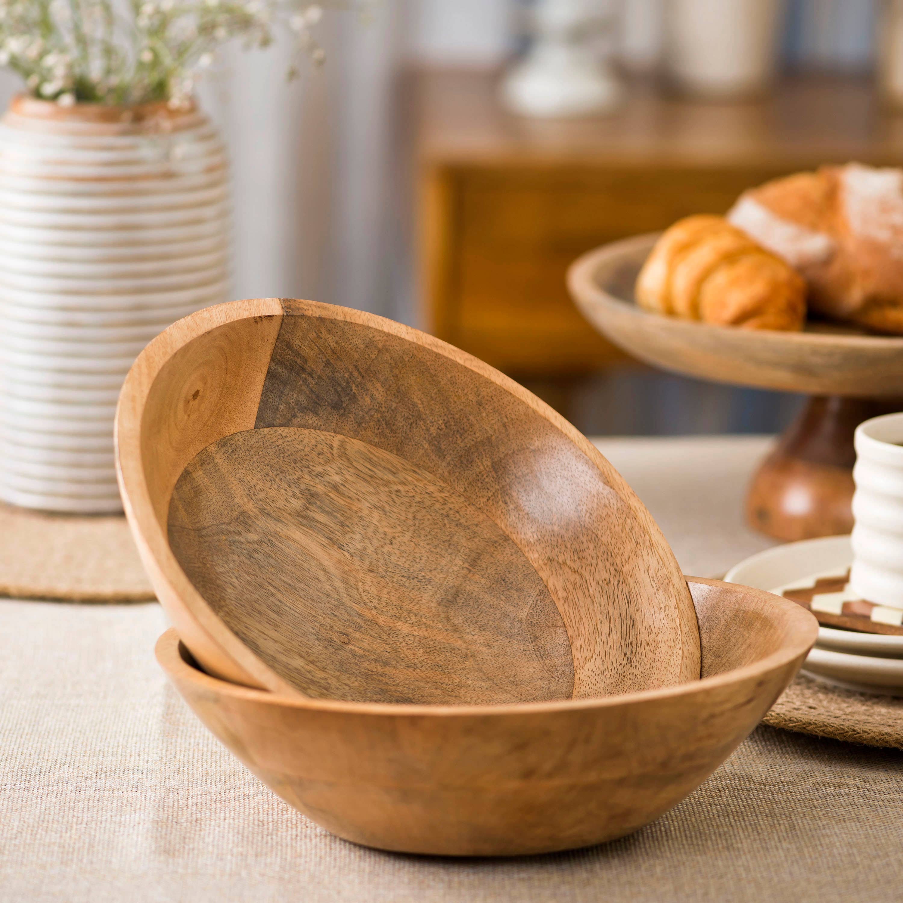Mela Artisans - Wholesale Decorative Plate/Dish/Bowl - Woodform Stackable Bowls - Natural3