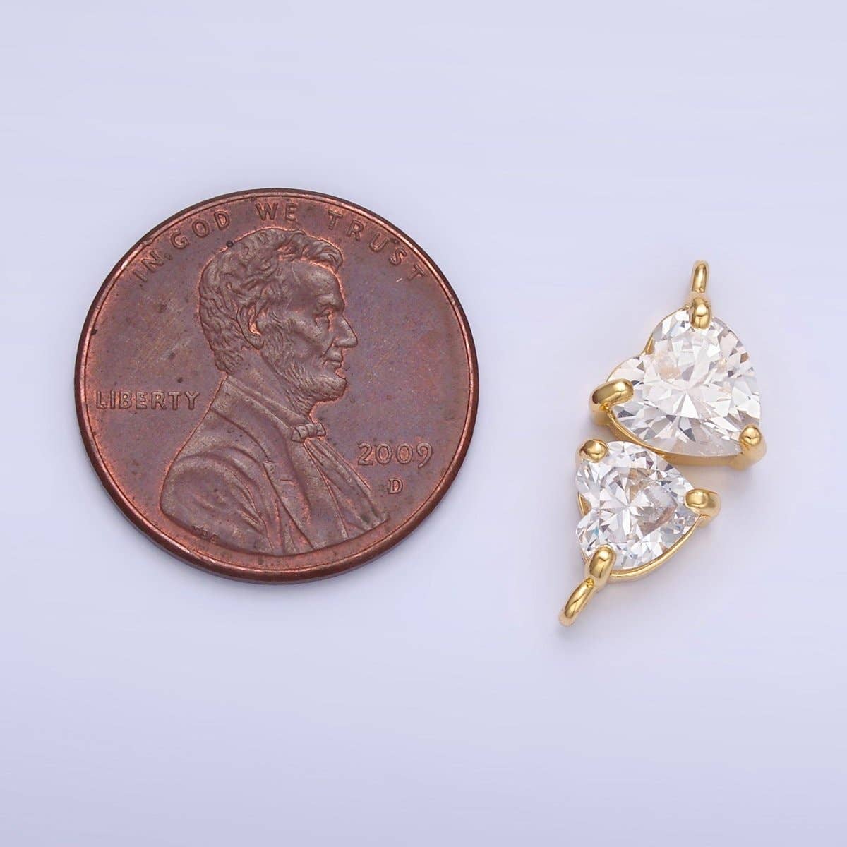 Aim Eternal – Engroshandel Håndværk forsyninger – 24K Guld Fyldt Dobbelt Hjerte CZ Forbinder i Guld & Sølv | Y0032