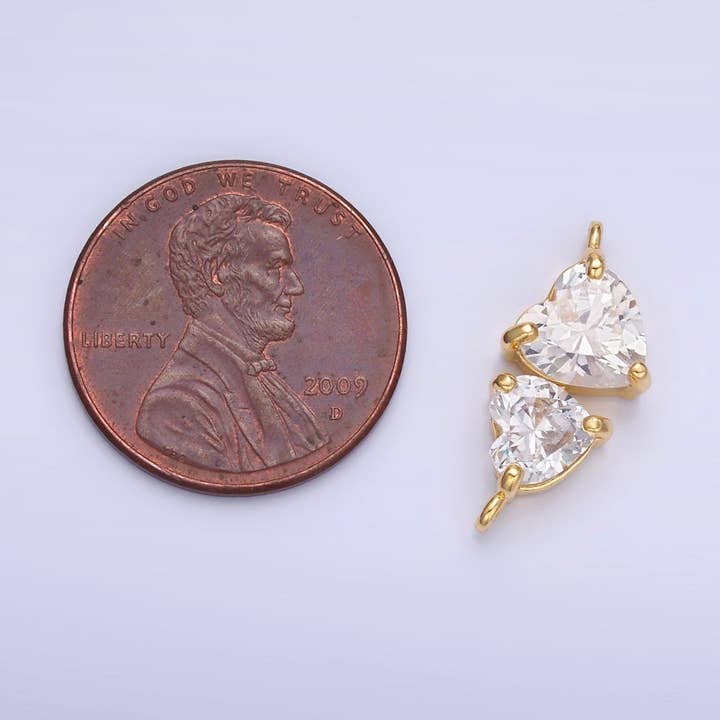 Aim Eternal – Engroshandel Håndværk forsyninger – 24K Guld Fyldt Dobbelt Hjerte CZ Forbinder i Guld & Sølv | Y0032