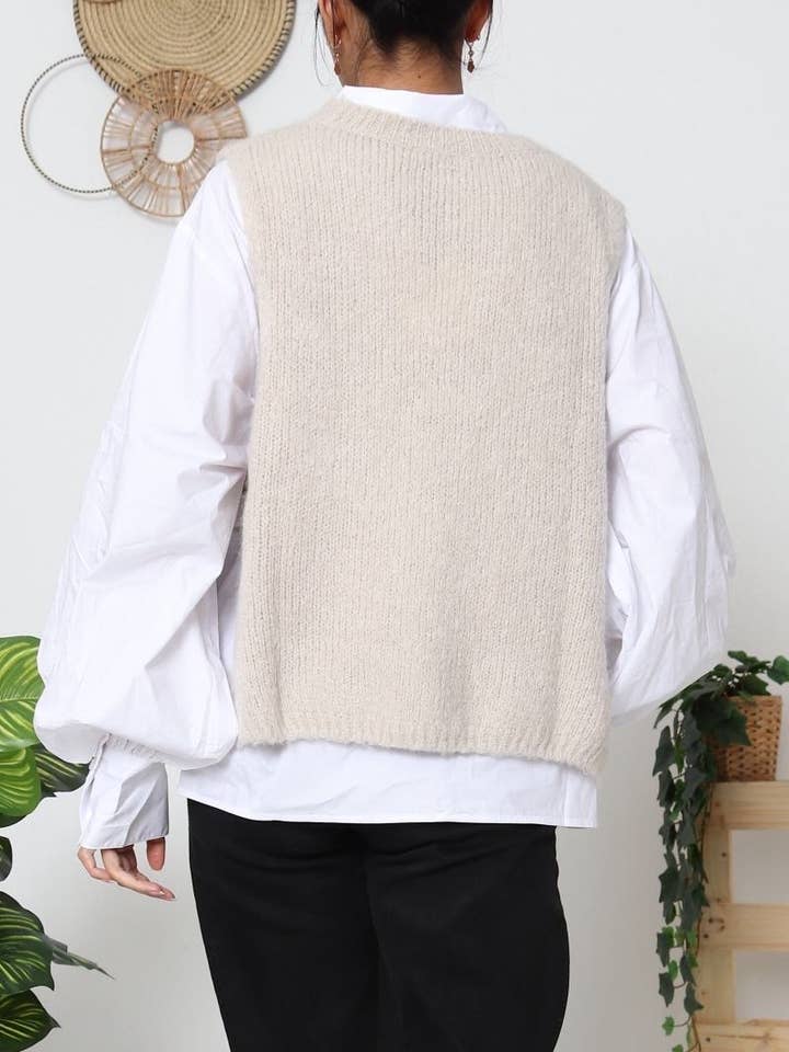 Orice - Vente Pull en maille – femme - Gilet sans manches maille noué sur les cotés - Orice
