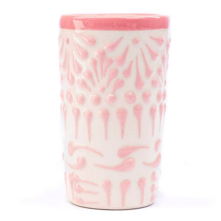 MEXTEQUIL - Wholesale Shot Glass - MEXTEQUIL Talavera Ceramic Shot Glasses - Set of 4 - 2 Oz-Pink Lace