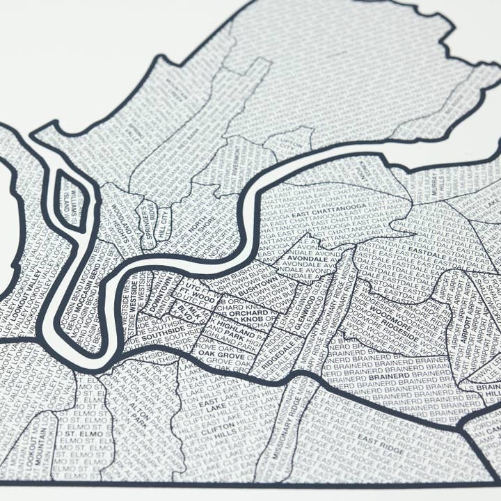 Native Maps - Wholesale Poster - Poster met stadsplattegrond van de wijk Chattanooga, TN7