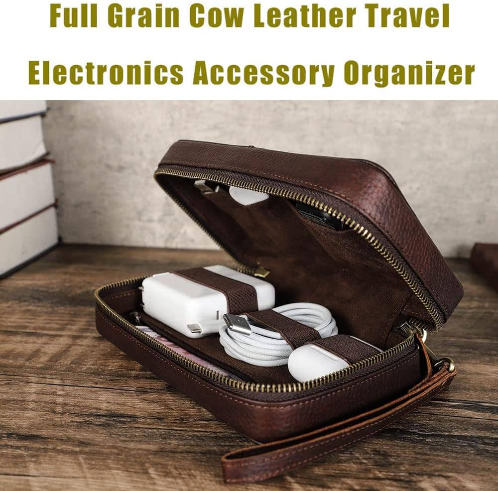 VIGOR - Vendita all'ingrosso Astuccio - Unisex - Custodia in Pelle per Accessori Elettronici da Viaggio Tech7