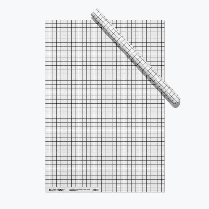 Graphic Factory - Wholesale Flat Wrap - Graph Paper Gift Wrap – Black on White1