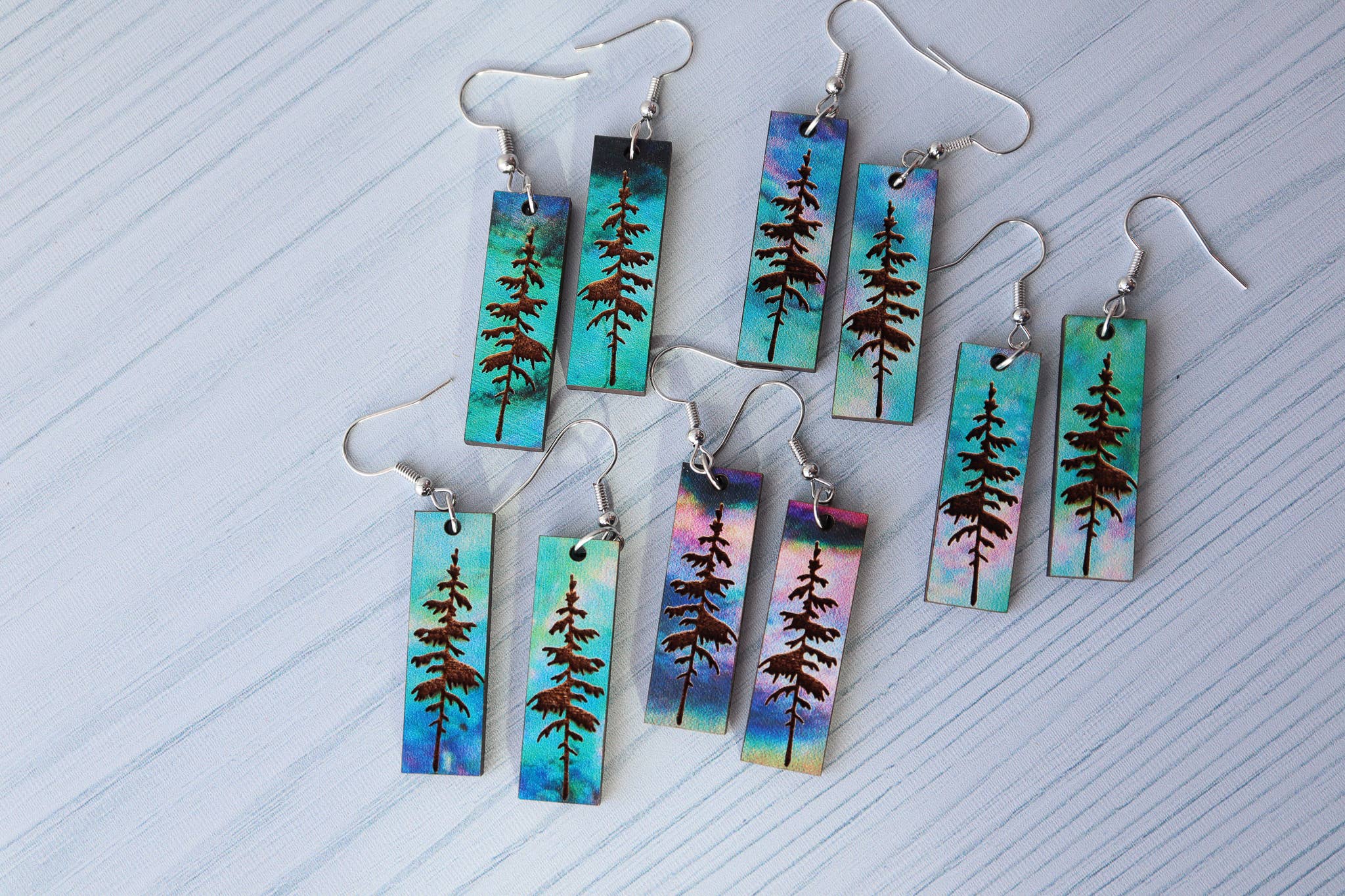 Nine Mile Creative - Wholesale Dangle Earrings - Aurora Pine Forest Wood Dangle Earrings Pendant1