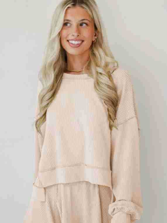 Marayn - Wholesale Top & Skirt Set - Women's - Autumn Ribbed Set Lantern Sleeve Top  Pleated Skirt9