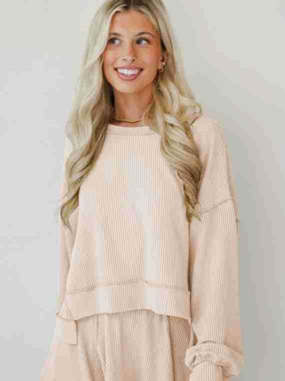 Marayn - Wholesale Top & Skirt Set - Women's - Autumn Ribbed Set Lantern Sleeve Top Pleated Skirt9