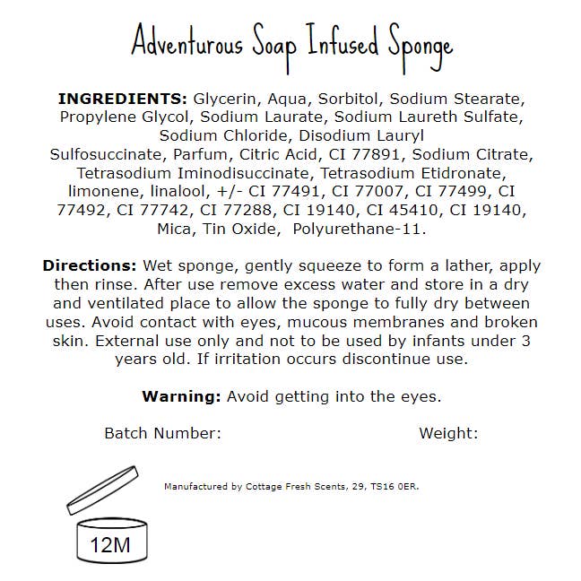 Cottage Fresh Scents – wholesale Bath pouf/sponge – Adventurous Soap Infused Exfoliating Massage Sponge2