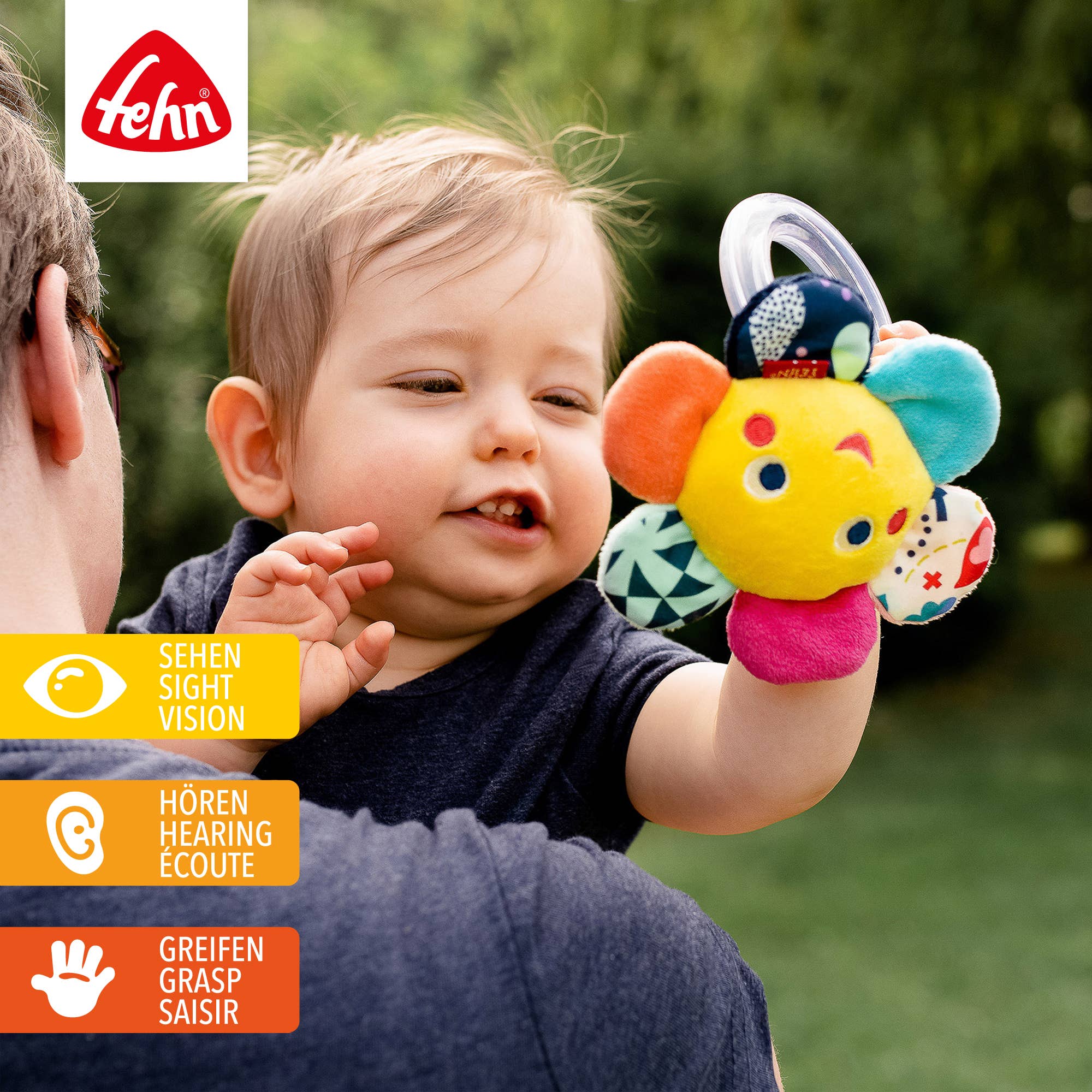 Fehn - Vendita all'ingrosso Sonaglio - Neonati - Ratselring Blume - Griffling/Giochi per le abilità motorie1