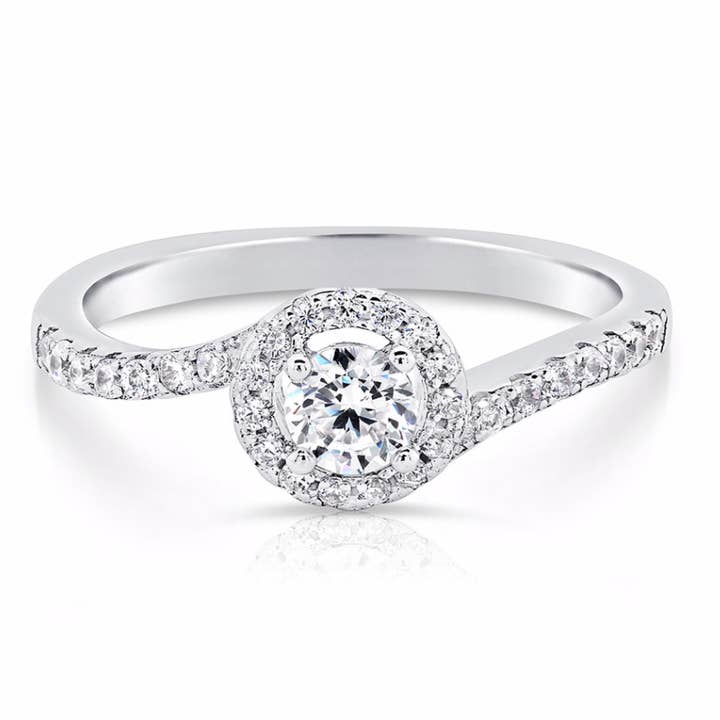 Sterling Silver Round CZ Engagement Ring for wholesale by NY Gold & Silver Trading Inc.