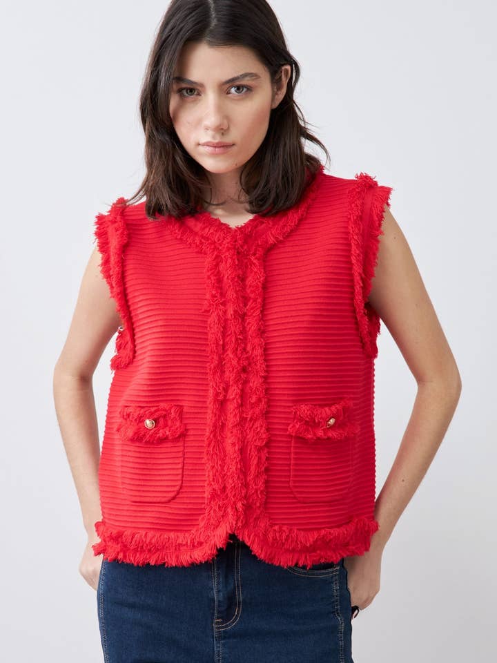 Chaleco de punto con flecos para venta al por mayor de Lolita