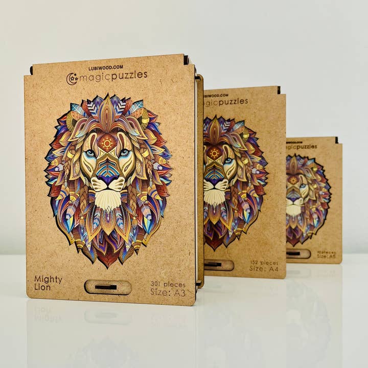 Lubiwood - Wholesale Puzzle - Adult - Mighty Lion Jigsaw A4 Premium Box3